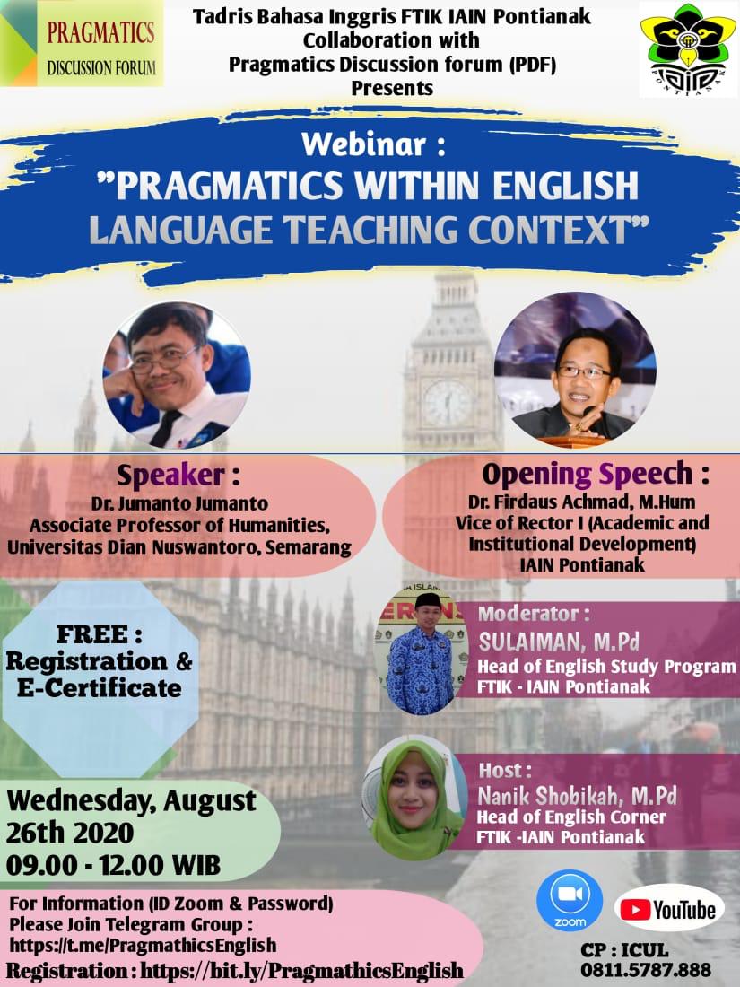 Prodi Tadris Bahasa Inggris IAIN Pontianak Gelar Webinar Wacana Pragmatics