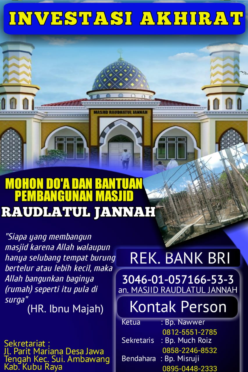 Kabar Gembira, Masjid Raudlatul Jannah Buka Ladang Amal