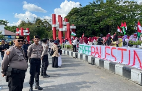 Satgas Operasi Mantap Brata Lakukan Pengamanan Aksi Solidaritas Bela Palestina oleh Aliansi Pemuda Kalbar