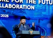 Presiden Prabowo dalam pidato kuncinya pada Konferensi Internasional Infrastruktur Tahun 2025 yang digelar di Jakarta Convention Center (JCC), Jakarta, pada Kamis, 12 Juni 2025.