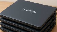 Foto ilustrasi tumpukan laptop Polytron Foto ilustrasi tumpukan laptop Polytron