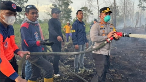 Karhutla di Punggur Kecil, Polisi Pasang Police Line dan Selidiki Penyebabnya