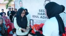 Fenty Noverita Berbagi Kebahagiaan Idul Adha Lewat Kurban Sapi di Mempawah. Foto/istimewa.