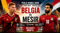 Piala Dunia 2026 akan mempertemukan belgia vs mesir, Sumber Foto : Gemini AI
