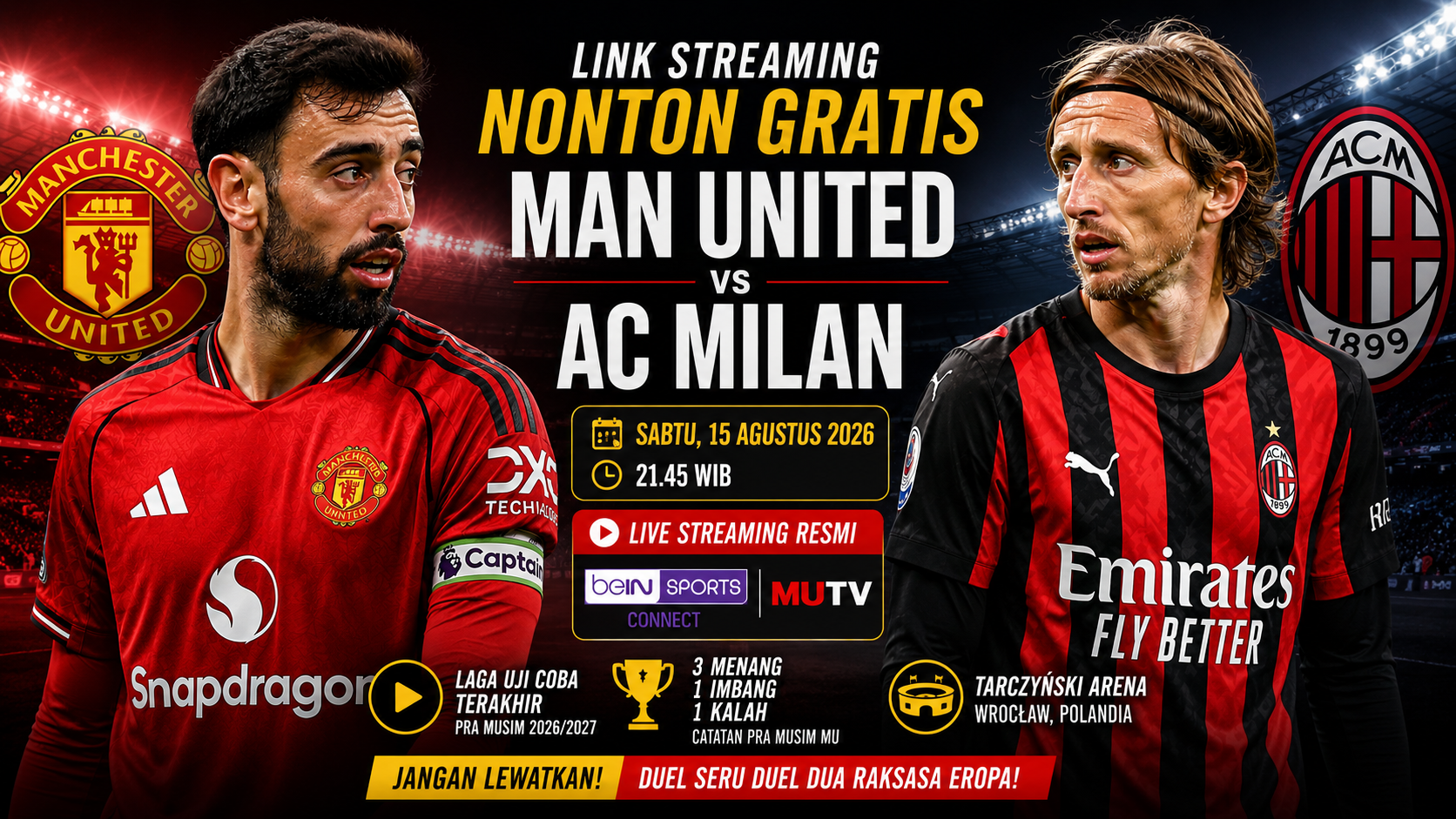 Manchester United vs Ac Milan, Sumber Foto : Gemini AI