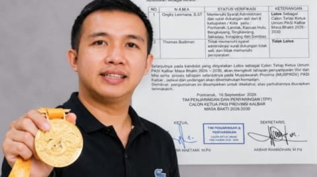 Ongky Lesmana Lolos Verifikasi, Jadi Calon Tetap Ketum PASI Kalbar 2026-2030